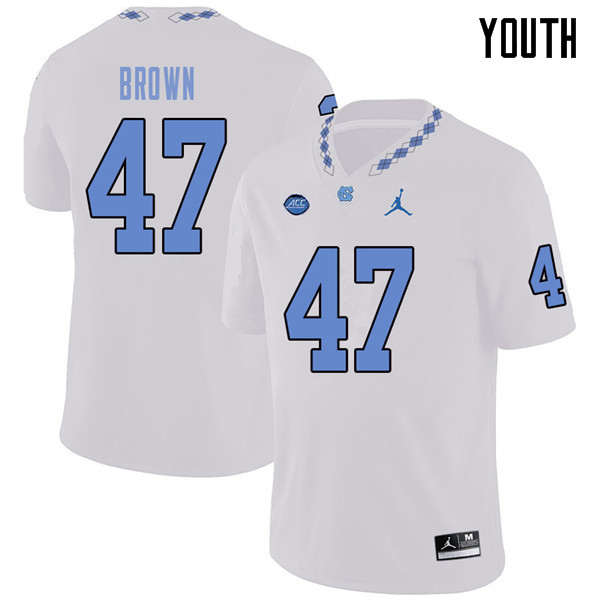 Jordan Brand Youth #47 Zach Brown North Carolina Tar Heels College Football Jerseys Sale-White